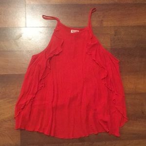 Ruffle open back Red tank